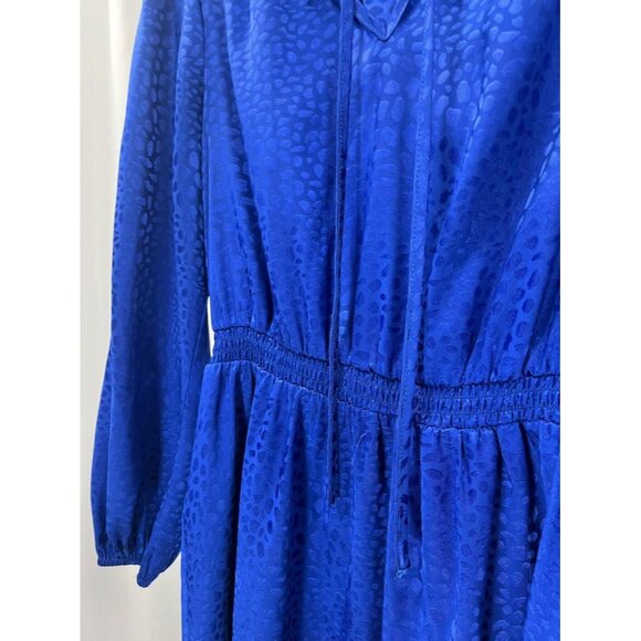 Blue Cheetah Chenault Womens Mock Neck Dress Sz Small Long Sleeve Cinched Waist - Picture 3 of 7